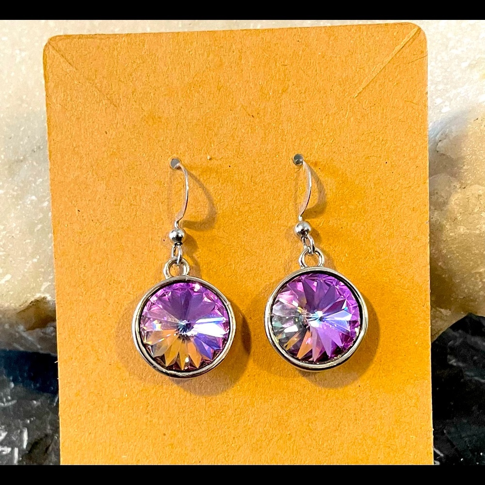 NWT ARTISAN HAND CRAFTED Sterling Silver Swarovski Crystal Drop Earrings 20 mm